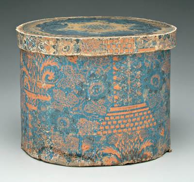 Oval lidded bandbox, pasteboard