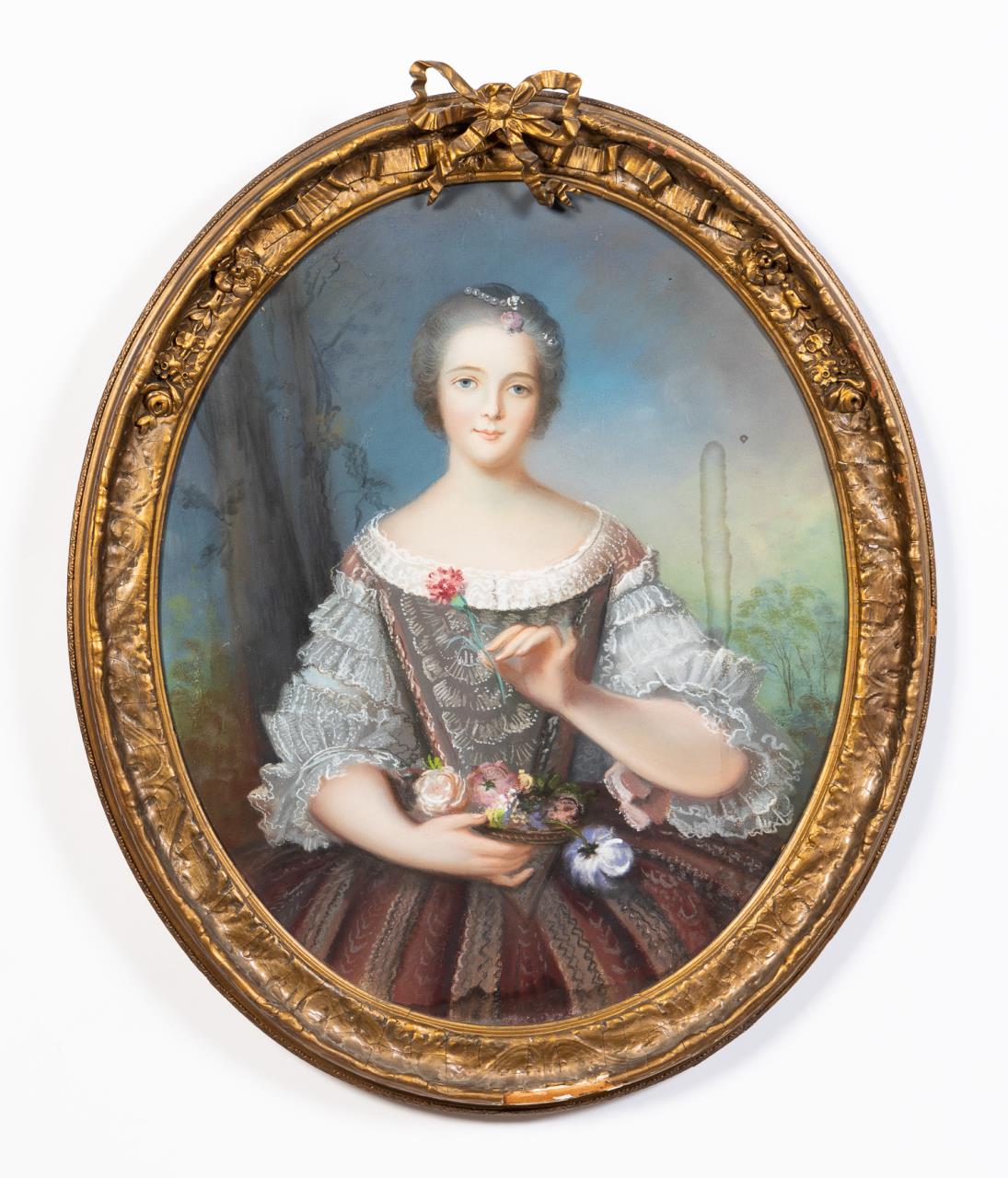 OVAL LOUIS XV STYLE PASTEL PORTRAIT