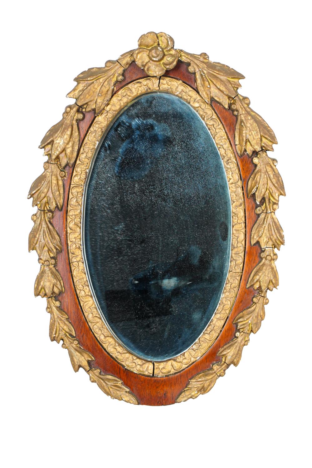 OVAL MAHOGANY & CARVED GILT WOOD
