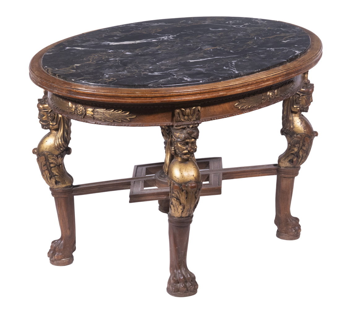 OVAL MARBLE TOP COFFEE TABLE