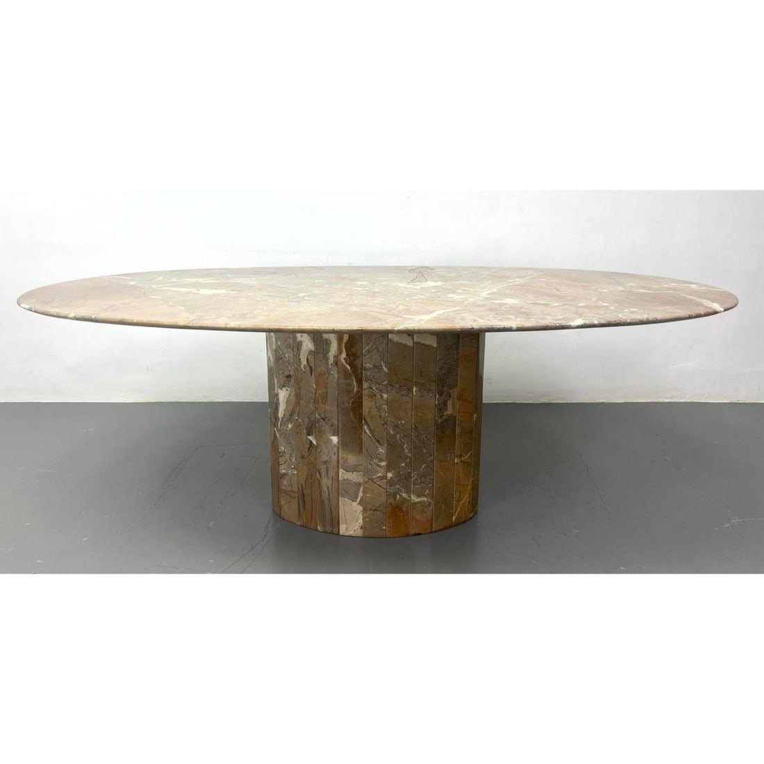 Oval Marble Top Dining Table.