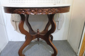 OVAL MARBLE TOP MAHOGANY TABLE