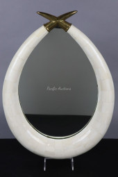 OVAL MIRROR WITH BONE INLAY WI