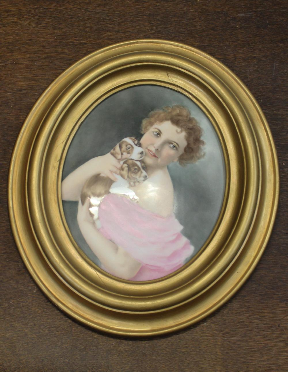 OVAL OIL PAINTING ON
