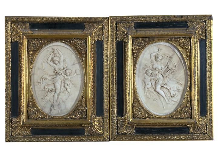 Oval Pair of French Faux-Marbre