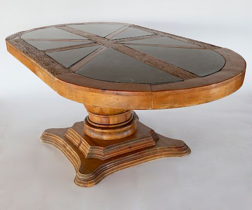 OVAL PEDESTAL SLATE INLAID DINING