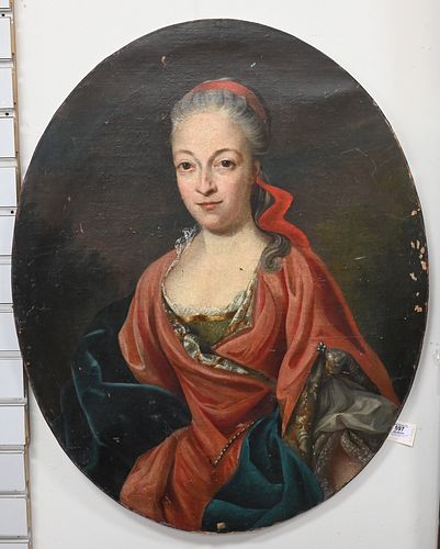 OVAL PORTRAIT, WOMAN WEARING A BLUE