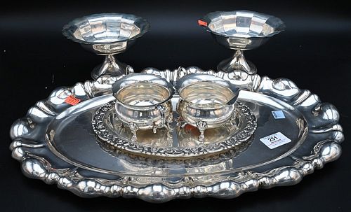 OVAL SILVER TRAY, HAVING LOBED RIM,