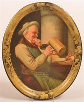 OVAL TIN LITHOGRAPH WHISKEY AD