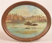 OVAL TIN LITHOGRAPH WHISKEY AD