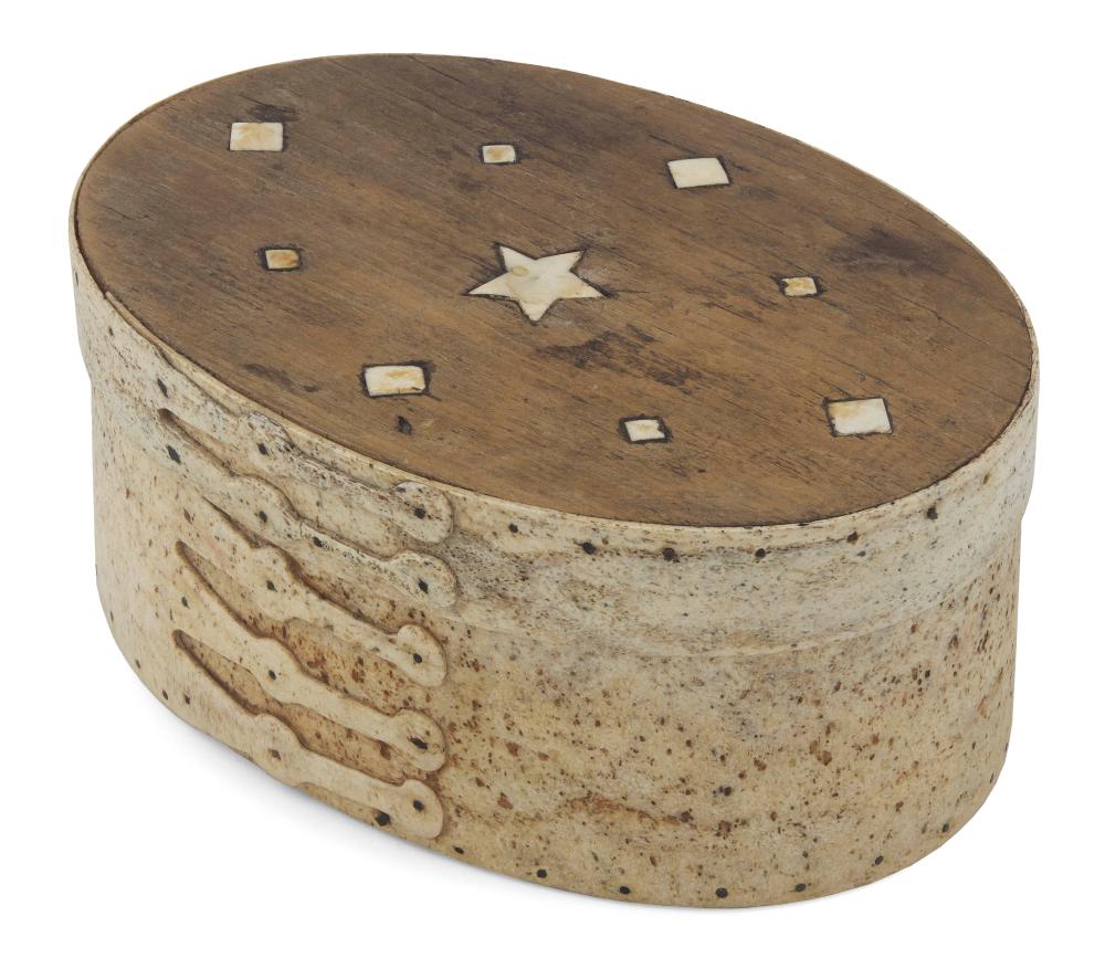 OVAL WHALEBONE DITTY BOX CIRCA 1860