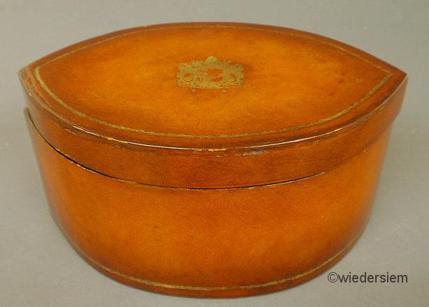 Oval wood desk box 20th c. with a