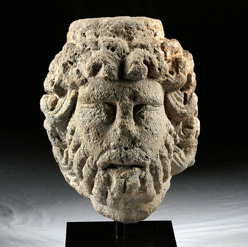OVER-LIFESIZE ROMAN BASALT HEAD
