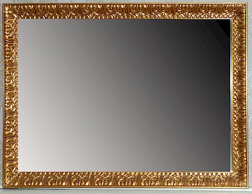 OVER MANTLE MIRRORA carved wood and