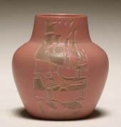 Overbeck mauve art pottery vas