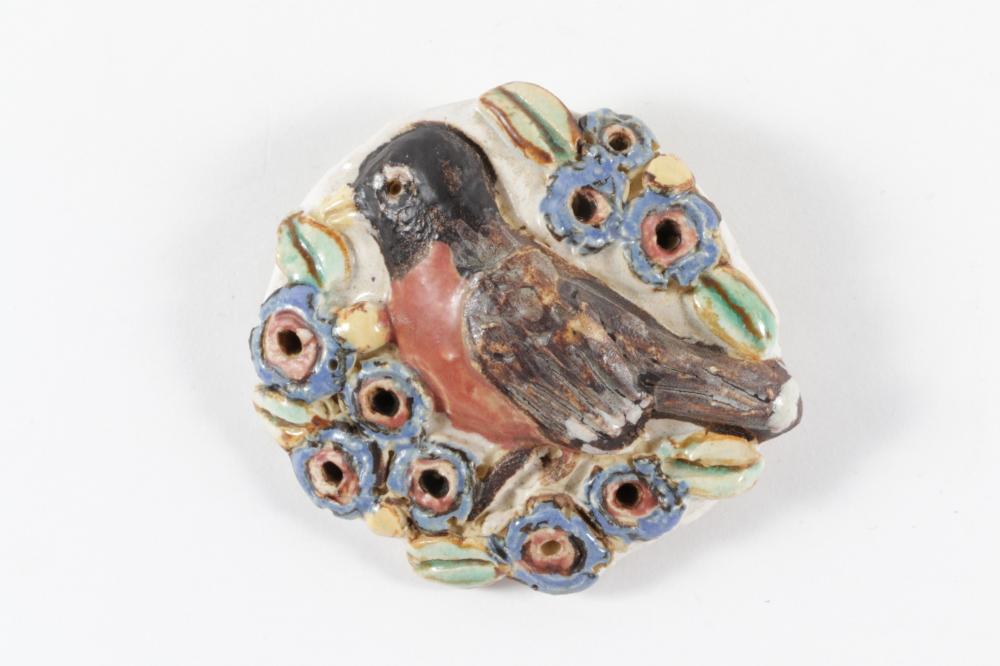 OVERBECK POTTERY PIN WITH BOOK, 1