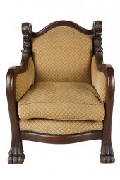OVERSIZED CARVED WOOD ARMCHAIR