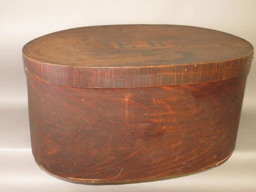 OVERSIZED GRAIN PAINTED OVAL LIDDED