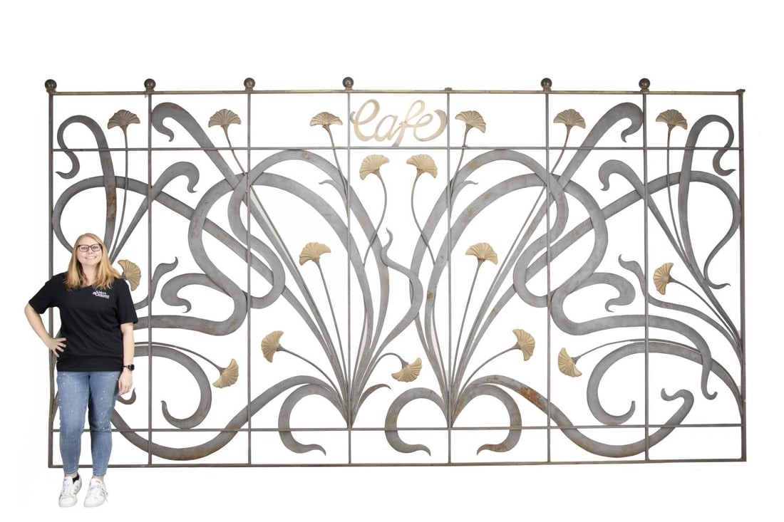OVERSIZED IRON 'CAFE' GRILL W/
