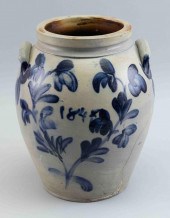 OVOID STONEWARE CROCK 19TH CEN