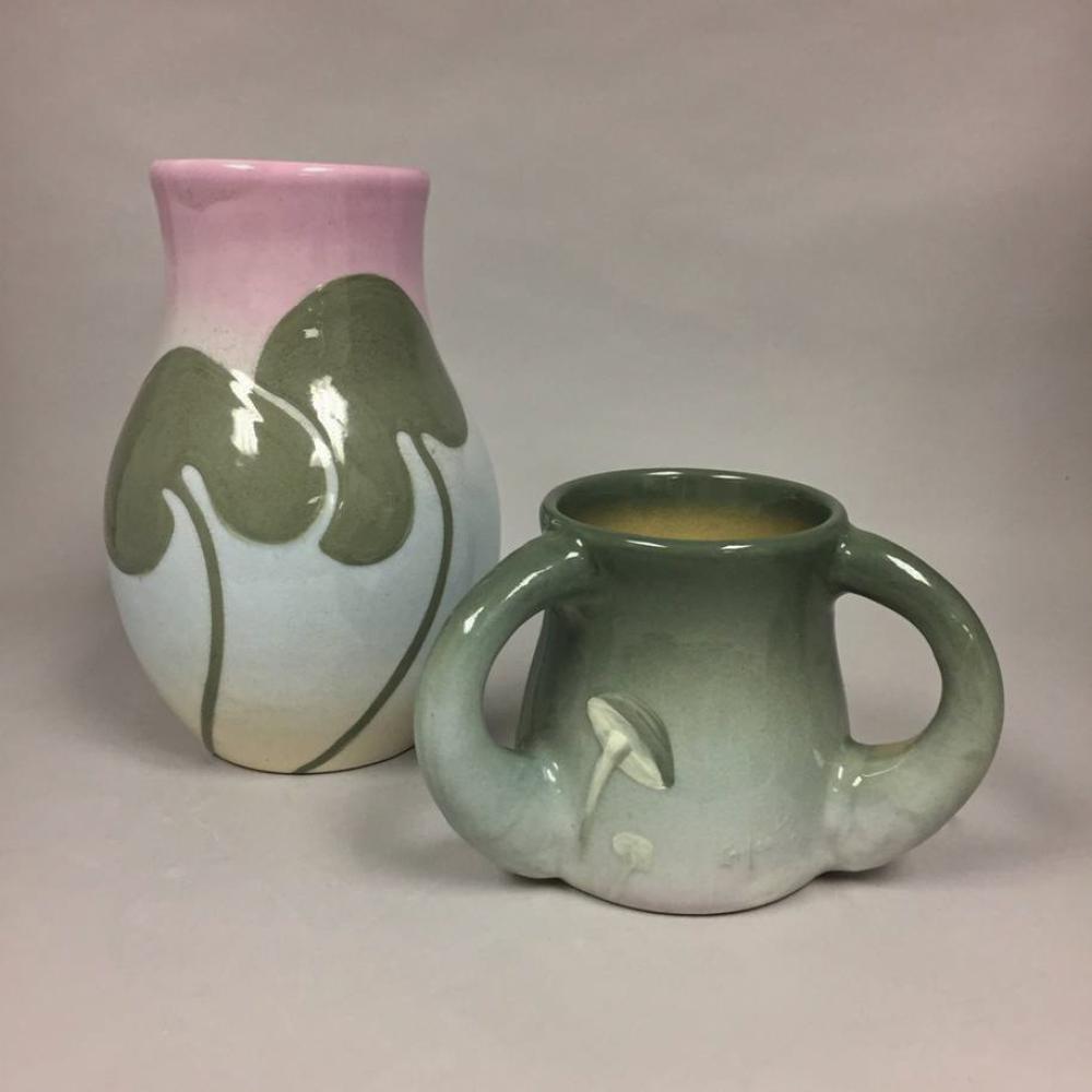 OWENS ART POTTERY VASE AND AN OWENS