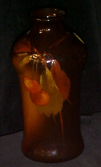 Owens pottery vase  7'' h.  brown