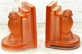 OWL BOOKENDSA pair of pink sat