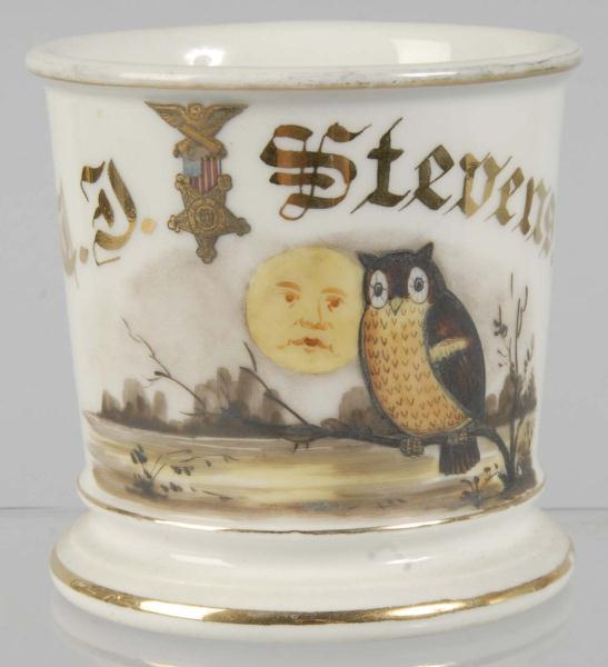 Owl & Moon Masonic Shaving Mug. 