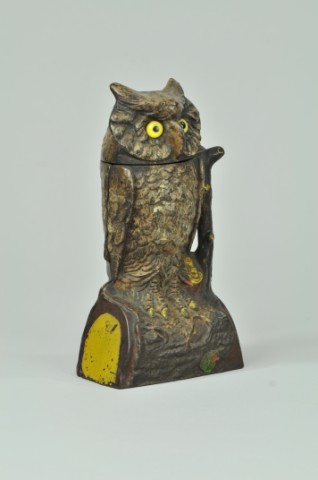 OWL TURNS HEAD MECHANICAL BANK
