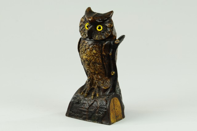 OWL TURNS HEAD MECHANICAL BANK