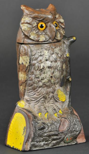 OWL TURNS HEAD MECHANICAL BANK