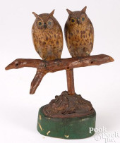 OWLS ON PERCH GROUP, LATE 19TH