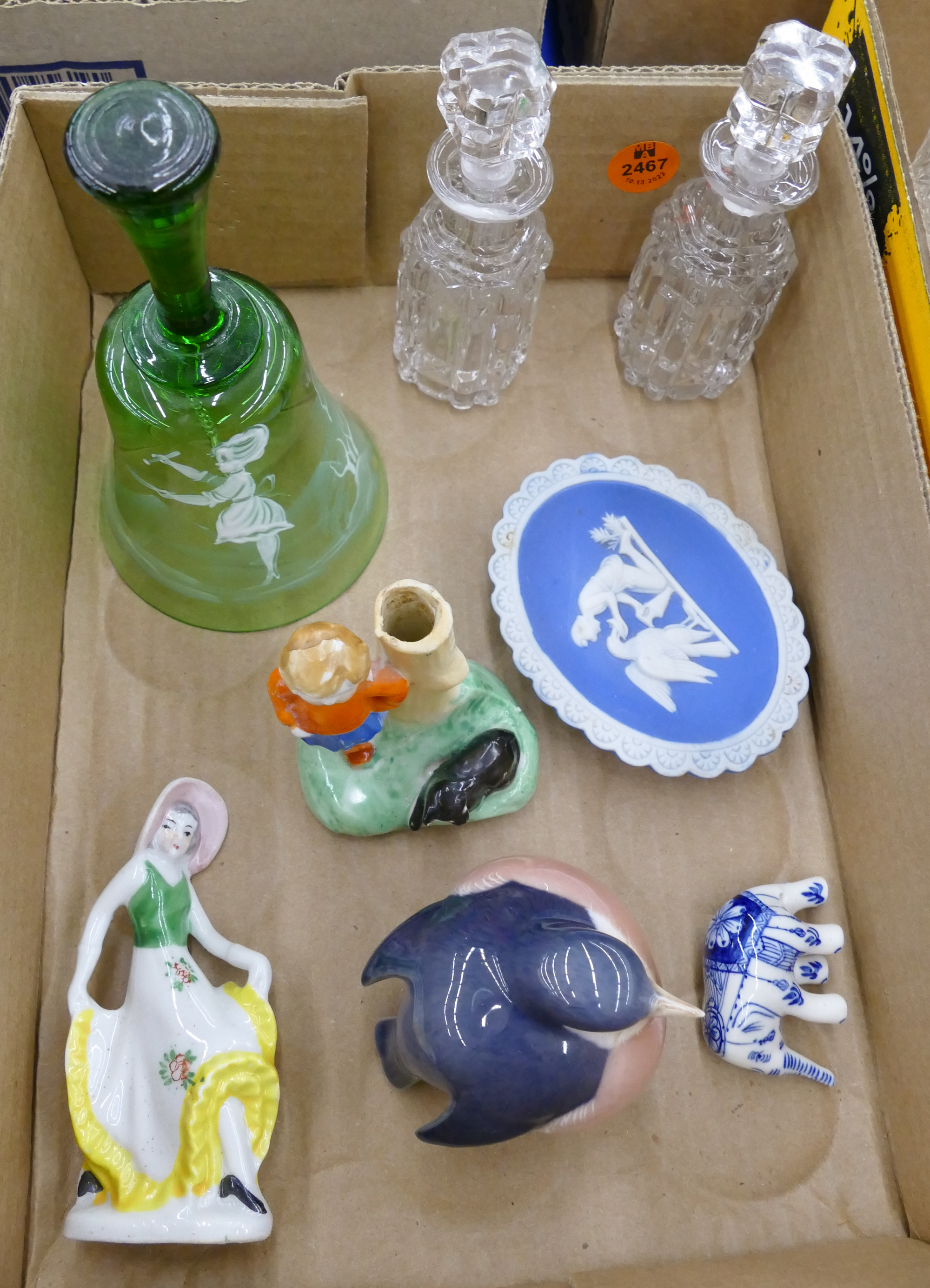 ox Mary Gregory Glass Bell Etc