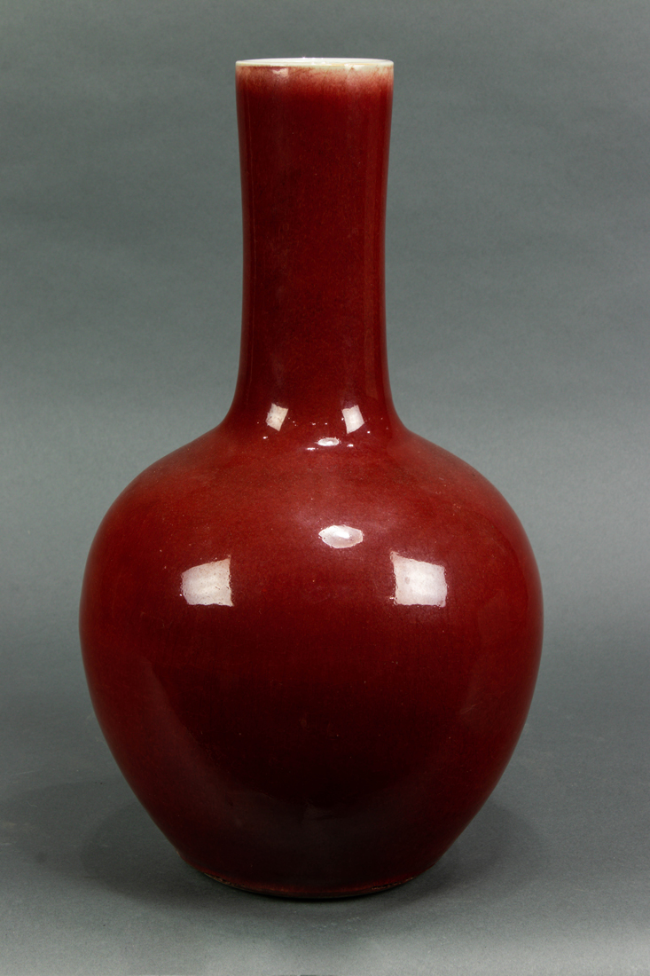 OXBLOOD GLAZED BOTTLE VASE