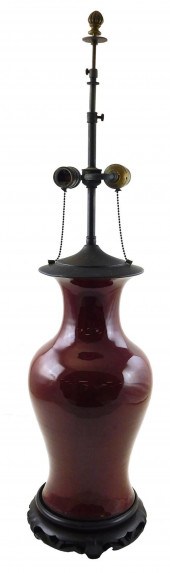OXBLOOD GLAZED TABLE LAMP, POR