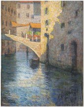 P. Cozzi pastel, bridge over a