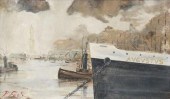 P. FOGLI OIL PAINTING PORT OF