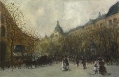 P. Giron Street of Paris oil o