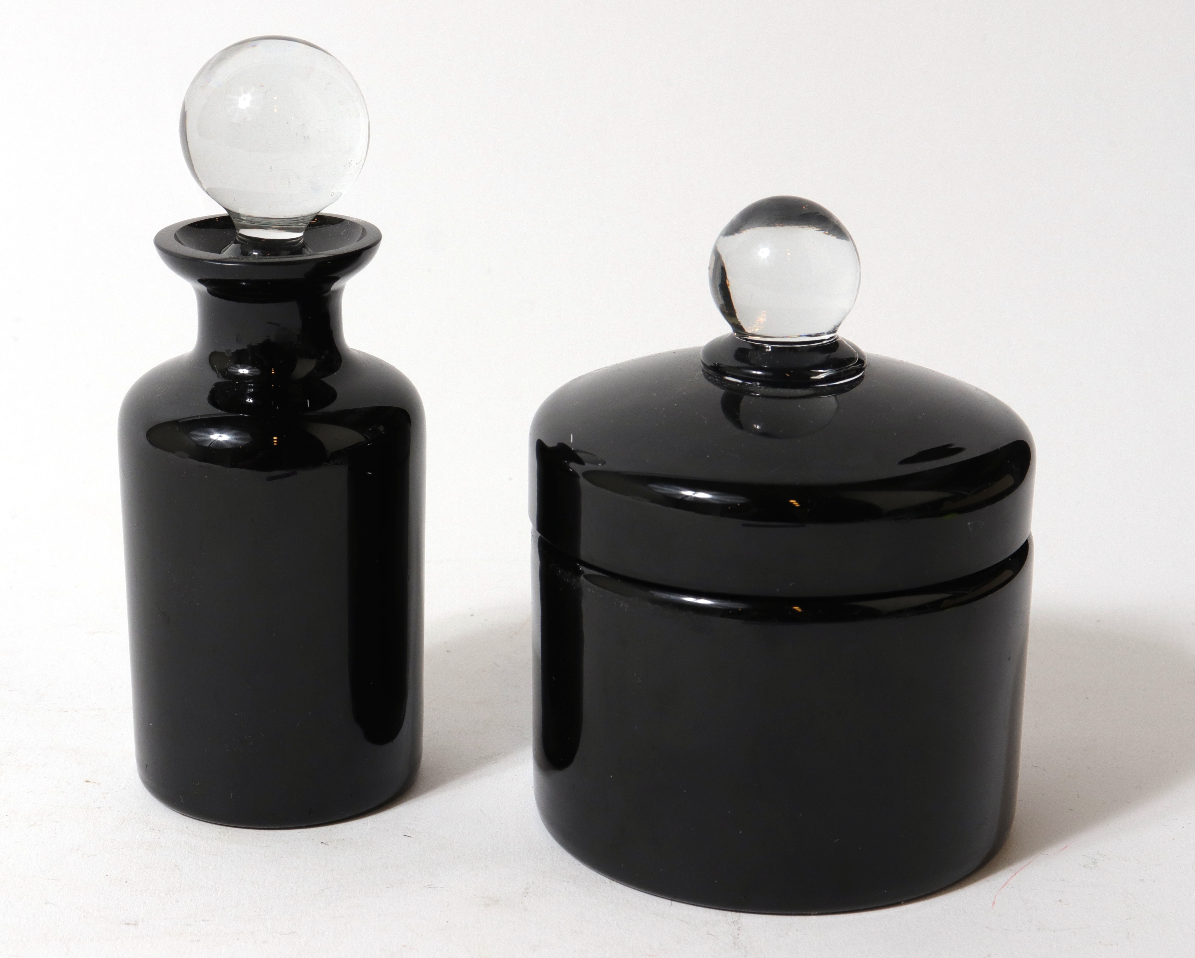 P. V. FRANCE BLACK GLASS VANITY