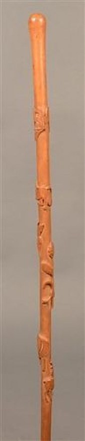 PA CARVED CANE ATTRIBUTED TO A