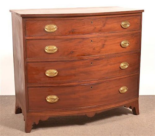 PA HEPPLEWHITE MAHOGANY BOW-FRONT