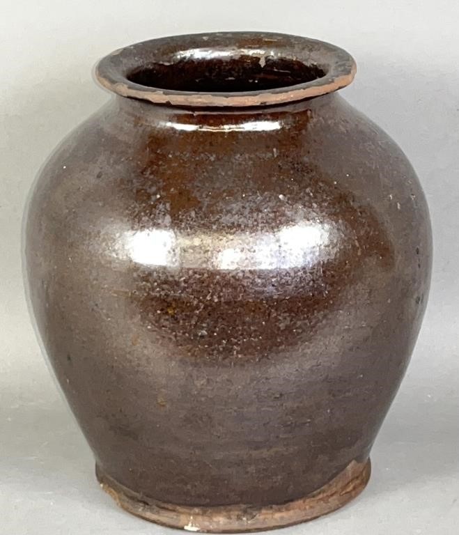 PA MANGANESE GLAZED REDWARE OVOID