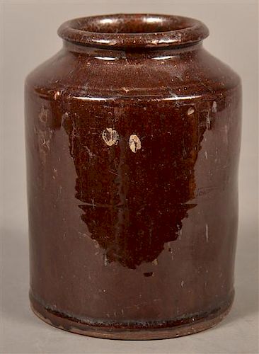 PA MANGANESE GLAZED REDWARE STORAGE