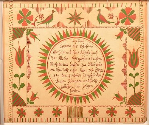 PA MIRROR IMAGE FRAKTUR BIRTH