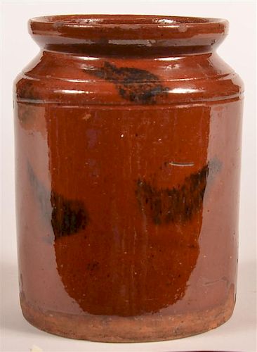 PA MOTTLE GLAZED REDWARE STORAGE