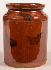 PA MOTTLE GLAZED REDWARE STORA