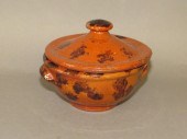 PA REDWARE COVERED SUGAR BOWLc
