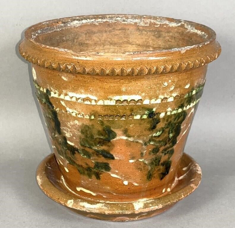 PA REDWARE FLOWER POT CA. 1880;