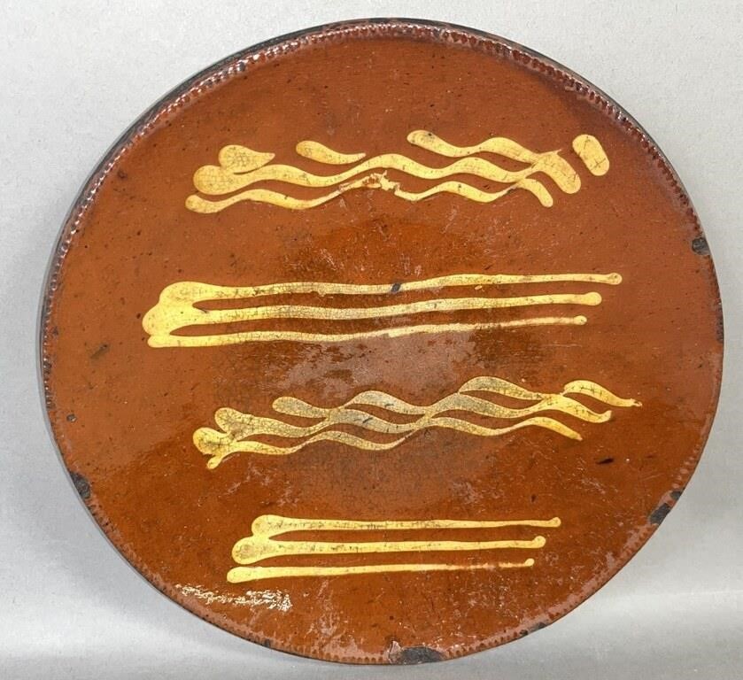 PA SLIPWARE PLATE CA. 1860; FOUR,