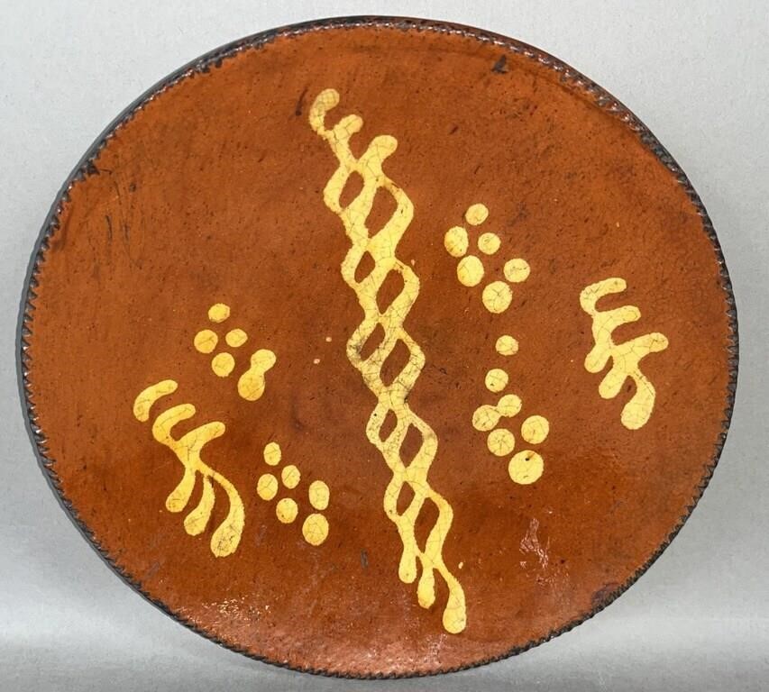 PA SLIPWARE PLATE CA. 1860; THREE